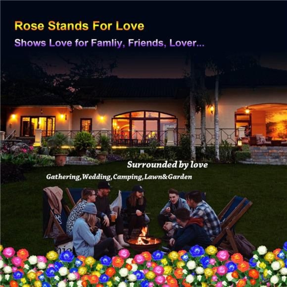 LED Solar Flower Lights Outdoor - Upgraded New Material Two Modes Realistic LED - Picture 2 of 6